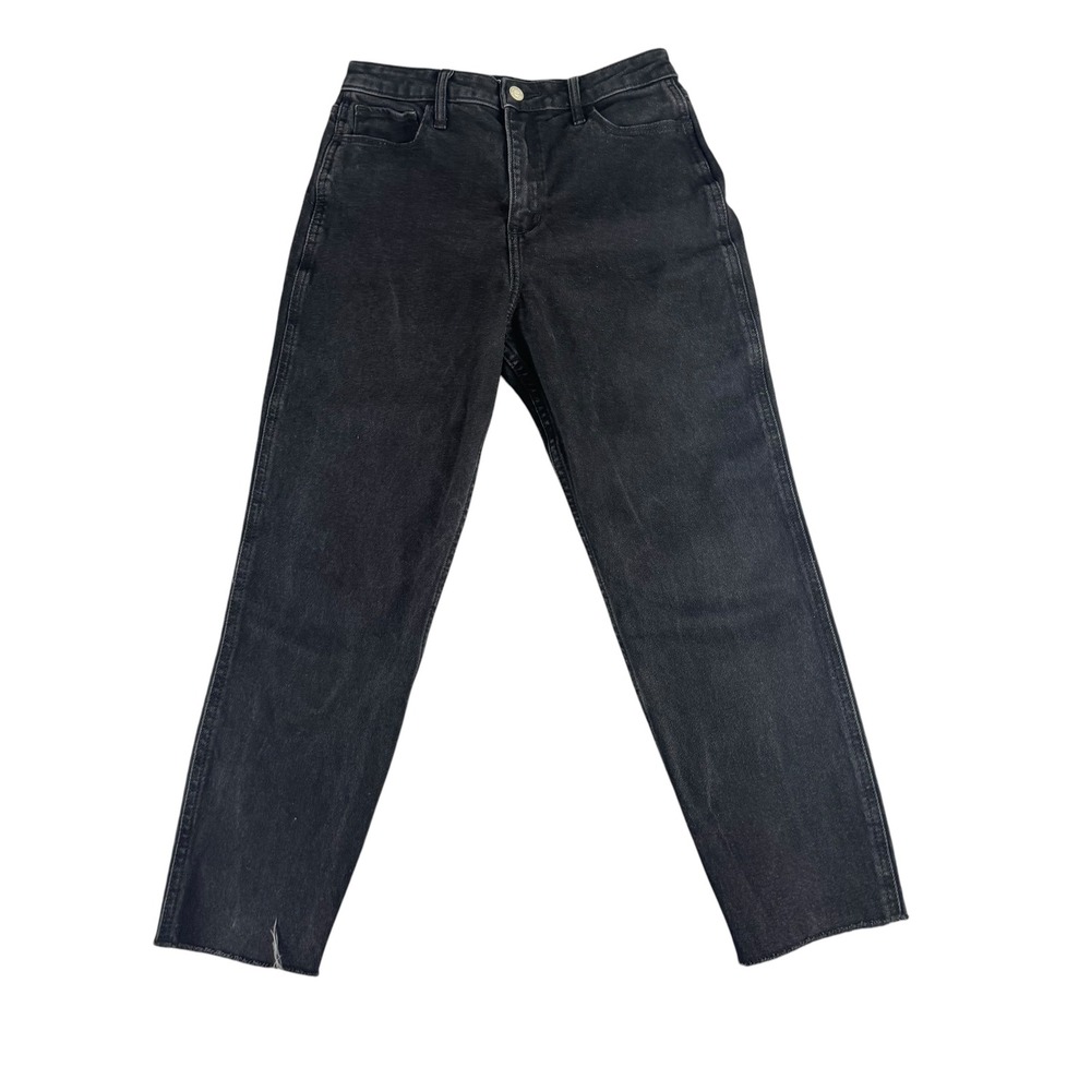 Hollister Ultra High-Rise Mom Jeans Black Vintage Stretch W27 L25 Raw Hem‎